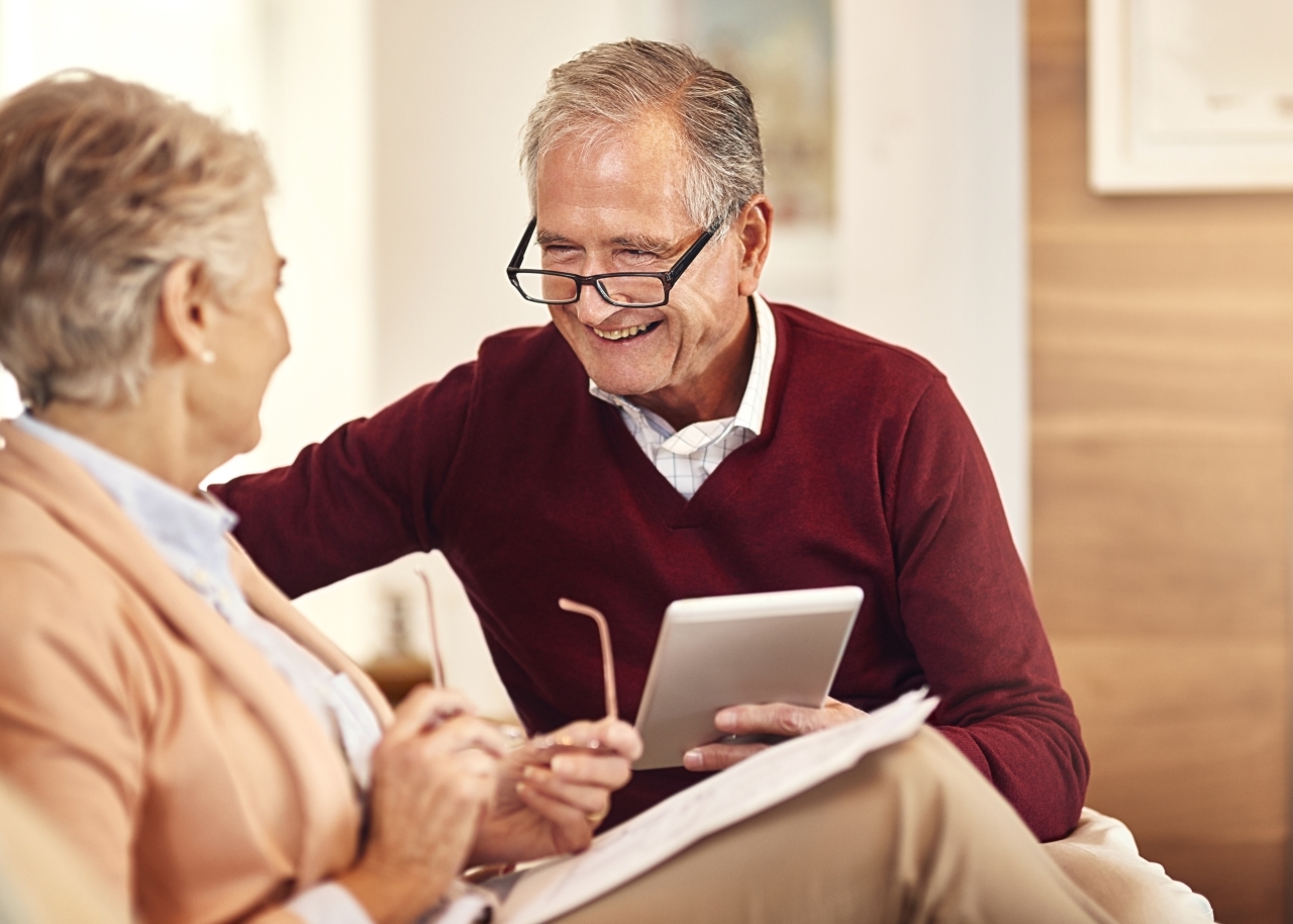 Older couple on tablet